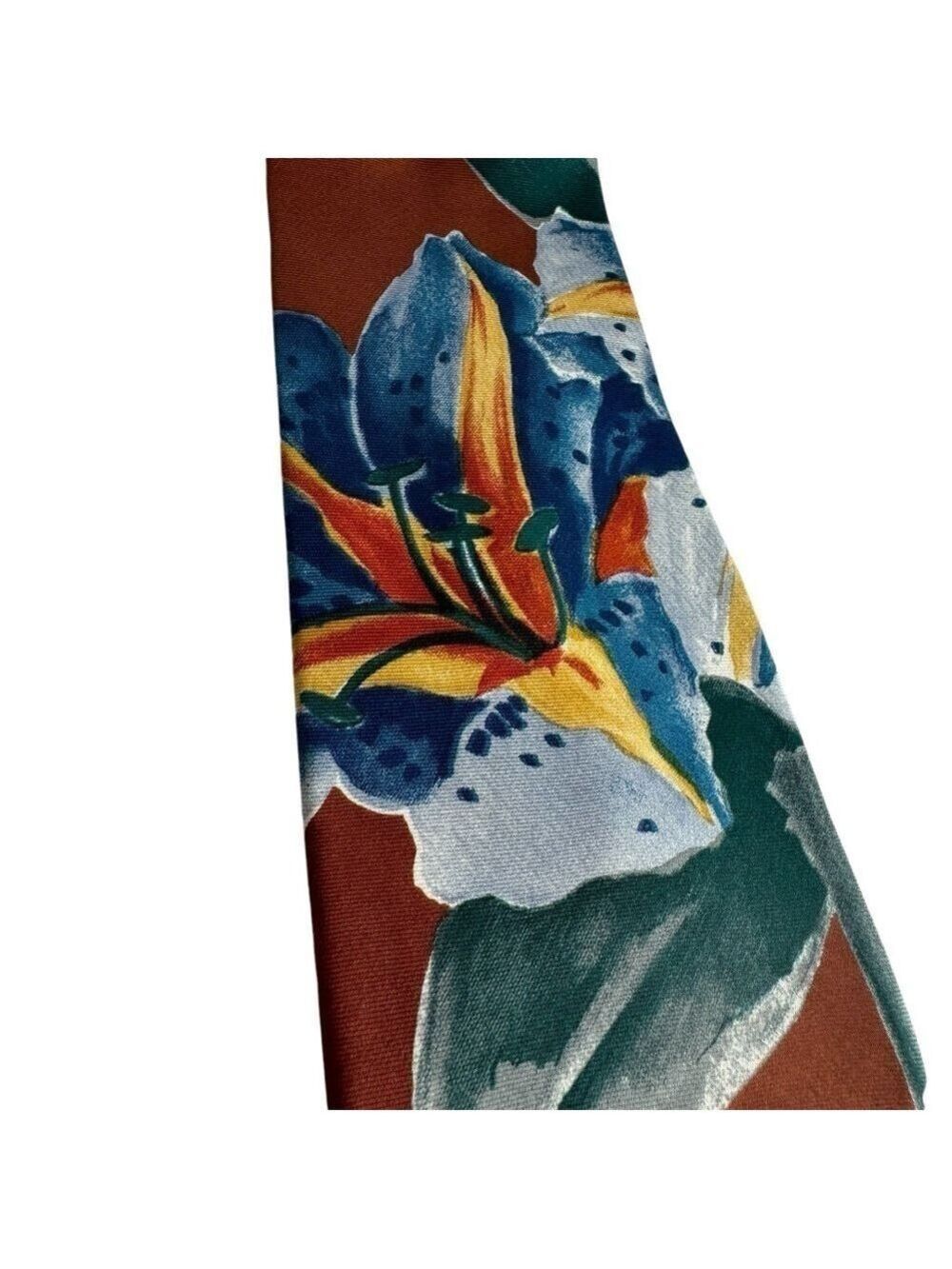 Vintage 90s Colours by Alexander Julian Silk Tie Brown Floral O/S Painted EUC